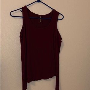red off the shoulder top